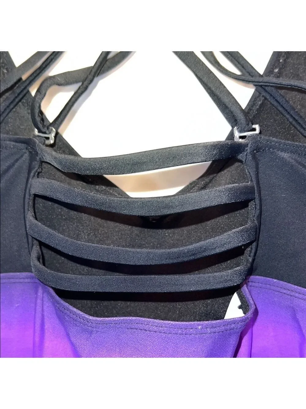Purple and Black Strappy Swim Top, Plus Size 2X - Picture 4 of 8